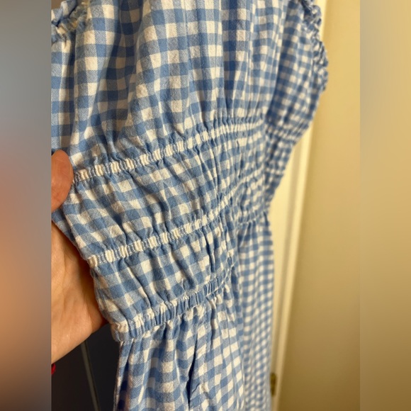 Gingham Jumpsuit Romper Pant Suit Blue and White Size XL 100% Cotton - Picture 4 of 11